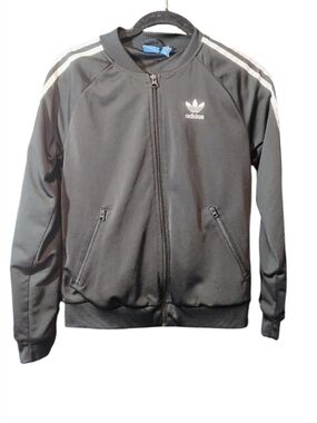 Adidas Black Track Jacket with White Stripes